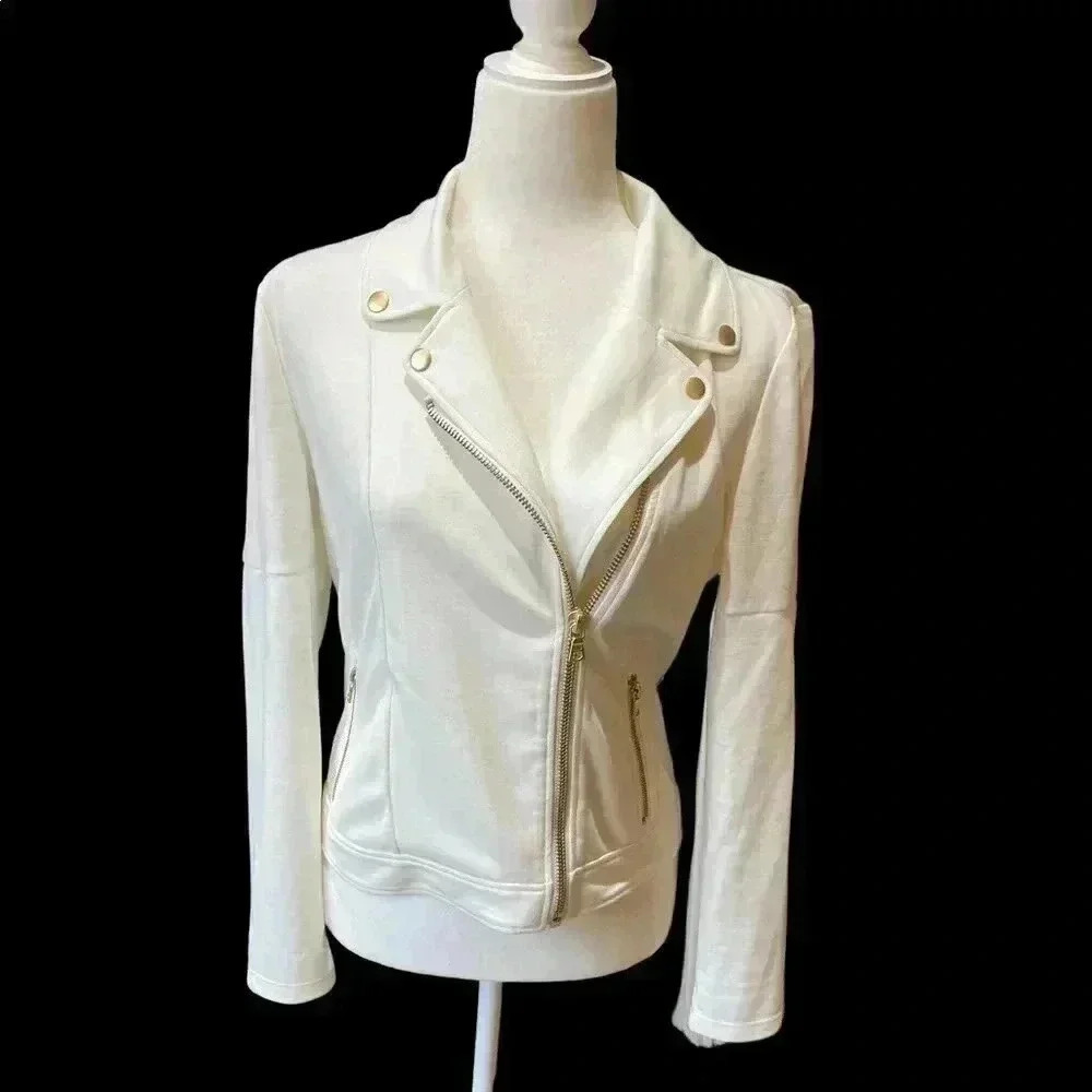 Peter Som For Design Nation Women Moto Jacket S Small Zip Gold
